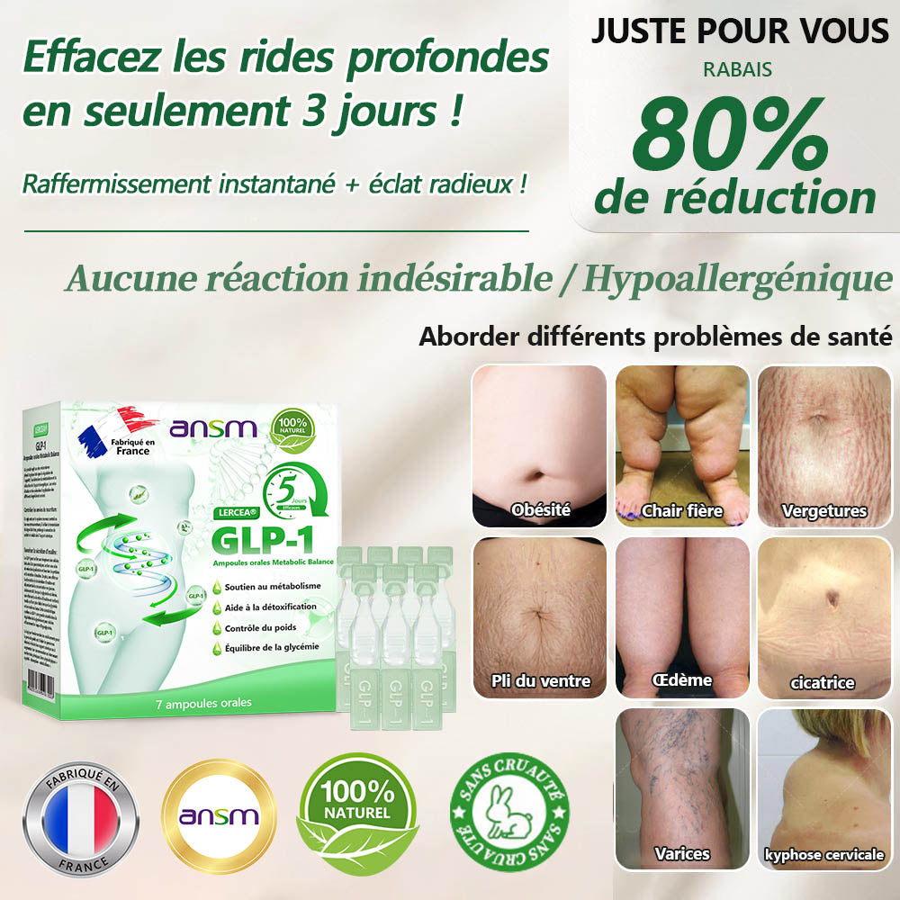 Vente directe en magasin phare recommandée par l'ANSM LERCEA® GLP-1 ampoule buvable équilibre métabolique Obésité, maladies cardiovasculaires, diabète, syndrome d'apnée du sommeil, problèmes articulaires, etc.👑