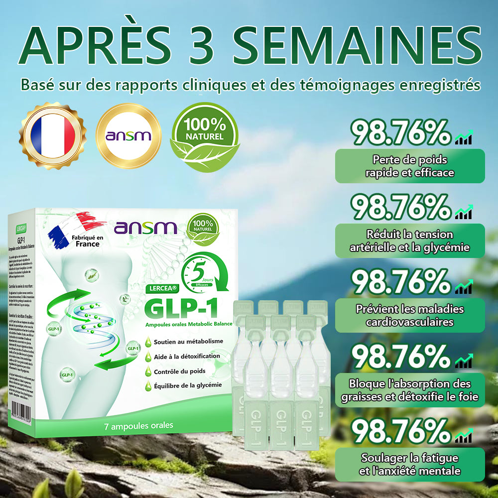Vente directe en magasin phare recommandée par l'ANSM LERCEA® GLP-1 ampoule buvable équilibre métabolique Obésité, maladies cardiovasculaires, diabète, syndrome d'apnée du sommeil, problèmes articulaires, etc.👑